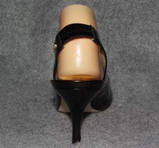 New Michael Kors Pressley Mid Sling Black Leather Slingback Shoes Size