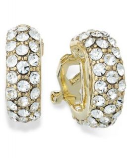 Lauren Ralph Lauren Earrings, 14k Gold Plated Pave Crystal Small Hoop
