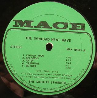 Mighty Sparrow Trinidad Heat Wave Original Stereo Mace LP Vintage
