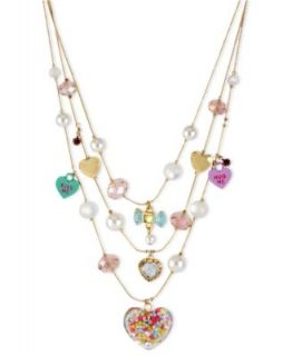Betsey Johnson Necklace, Gold Tone Glass Acrylic Candy Heart Illusion