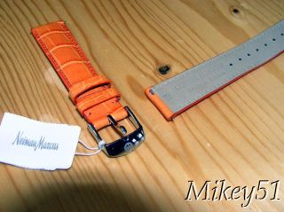 New Authentic Michele Orange 18mm Alligator Watch Band Made in France
