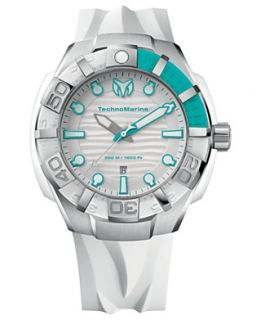 TechnoMarine Watch, Unisex Swiss Black Reef White Silicone Strap 45mm