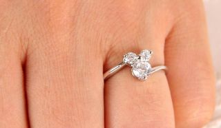 Mickey Mouse CZ White Gold GP Engagement Ring