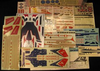 Lot of Aircraft Model Decals Military Civil Airplanes