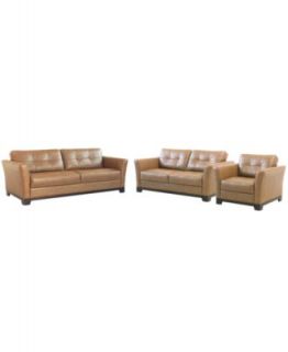 Martino Leather Living Room Furniture, 3 Piece Set (Sofa, Loveseat and