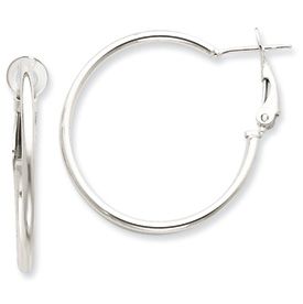 Sterling Silver Earrings Omega Back Hoop 30 Millimeters