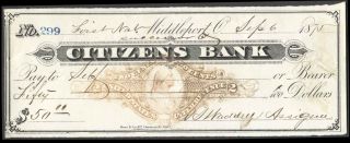 Bank Check Middleport Ohio RN J11 1875