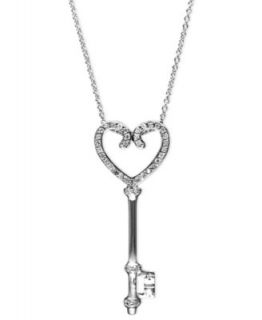Diamond Necklace, 14k White Gold Diamond Heart Key Pendant (1/10 ct. t