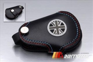BMW MINI Cooper S Union Jack UK Black Genuine Leather Key Cover JCW
