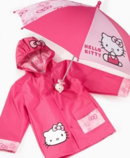 Hello Kitty Kids Rain Set, Little Girls Umbrella and Raincoat   Kids