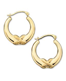 10k Gold X Hoop Earrings   Earrings   Jewelry & Watches