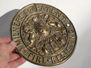 Genuine Victorian Queens Crown Milners Patent Safe Plate Plaque