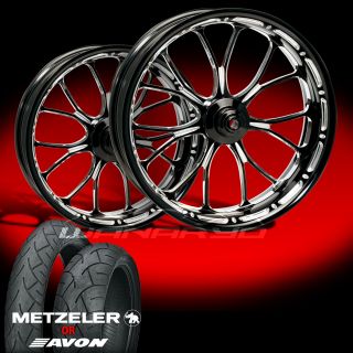 Heathen Contrast Cut Wheels Tires for 2009 13 Harley Touring