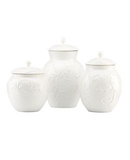 Lenox Canisters, Set of 3 Opal Innocence Carved   Serveware   Dining