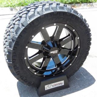 20 Black Moto Metal Wheels Nitto Trail Grappler Tires Silverado 1500