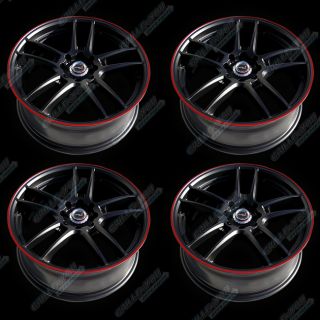 Asuka Gloss Black Red Stripe Wheels 17x7 inches PCD 4x100 114 4pc New