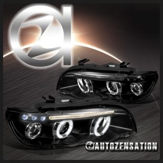 01 03 BMW E53 x5 LED Halo Projector Black Headlights RH LH