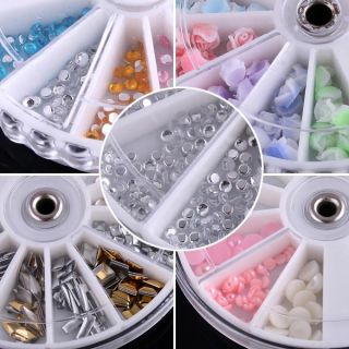 5X Wheels Nail Art Decoration Rose Sequin Pearl H4466