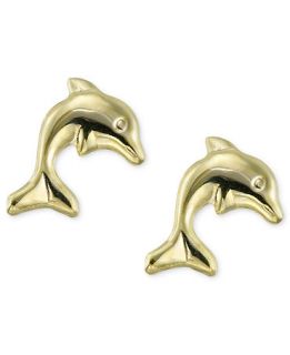 Childrens 14k Gold Earrings, Dolphin   Earrings   Jewelry & Watches