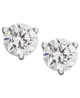 Diamond Earrings, 14k White Gold Certified Near Colorless Diamond Stud