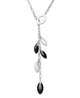 Sterling Silver Necklace, Onyx (8 20mm) and White Agate (7 12mm