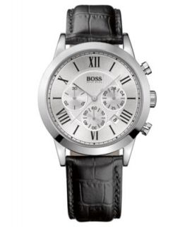 Hugo Boss Watch, Mens Chronograph Black Croc Embossed Leather Strap