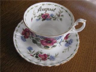 Royal Albert England August Poppy Tea Cup Saucer EXC