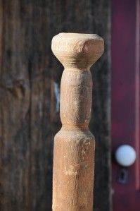 Early Vintage RARE Hand Cast Iron Wooden Dirt Tamper Tool Concrete