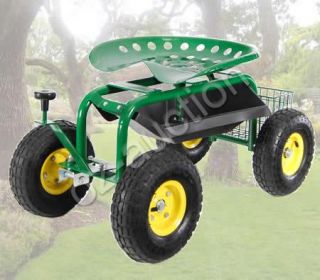 New Adjustable Rolling Garden Seat on Wheels with Handle Control