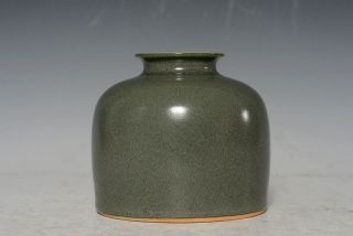 Chinese Antique Porcelain Green Brown Water Pot Ink Pot Signed M214