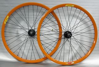 Velocity Deep V Orange Track Wheelset Fixed Gear Wheels