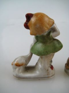 Porcelain Girl Duck Boy and Rabbits Occupied Japan Figural Figurine
