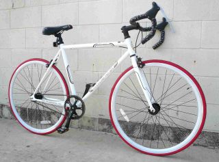 Fixie Fixed Gear Flip Flop Hub Steel Bike Bicycle 53cm Drop Bar White