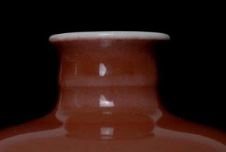 Antique Chinese Porcelain 18th C Qing Dynasty Red Glazed Vase THX62