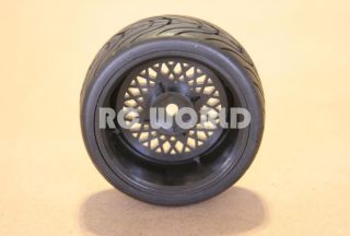 RC 1 10 Car Tires Wheels Rims Package Tamiya HPI Trans Am Gold Mesh