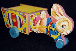 Antique Fisher Price Easter Bunny and Cart