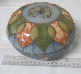 Dybdahl Danmark Pottery Stoneware Faience Lidded Bowl Butterfly