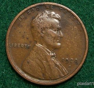1920 S Lincoln Wheat Cent Fine Very Good Plus F/VG+ Circulated US Coin