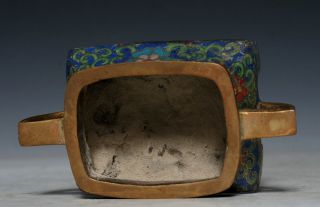 Antique China Bronze Incense Burner Footed Censer Enamelled Marks M29