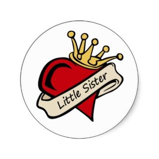Little Sister Heart Tattoo Round Stickers