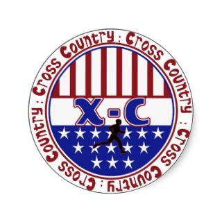 XC CROSS COUNTRY PATRIOTIC USA COLORS ROUND STICKERS