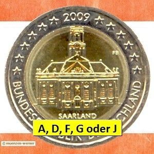 Sondermünzen BRD 2 Euro Münze 2009 Saarland Sondermünze zwei