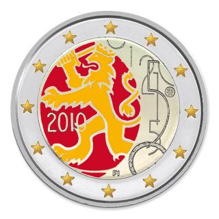 /Farbige 2 Euro Sondermünze Finnland 2010   pfr. gekapselt