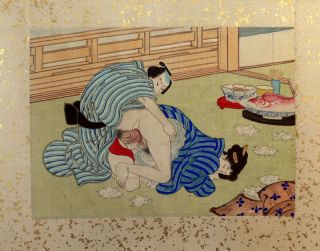 Malerei Seide Liebesspiel Erotik Japan um 1900 14