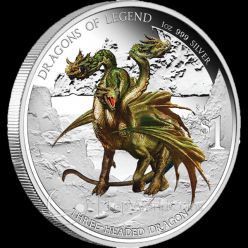 Tuvalu 2013 1$ Three Headed Dragon 2013 Dragons of Legend Proof Silver