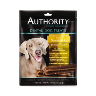 Authority Dental Dog Treats Large Dental Sticks Chicken Flavor 16 sticks   Sale   Dog