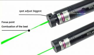 HIGH POWER Green Laser Pointer Adjustable Focus Burning FREE Li