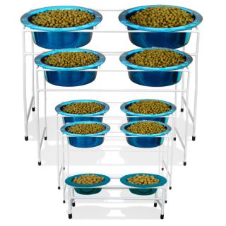 Platinum Pets White Modern Diner Stand with Bowls   Dog   Boutique