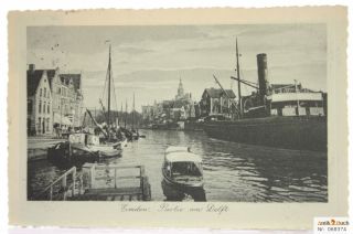 Emden, Partie am Delft, Ansichtskarte von 1932