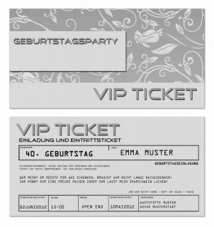 15 VIP Tickets Einladung Geburtstag Jubilaeum Event Party only for V I